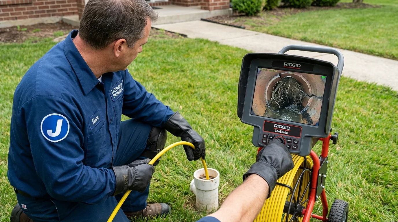 Sewer camera inspection being performed by Johns Plumbing LLC in Colebrook